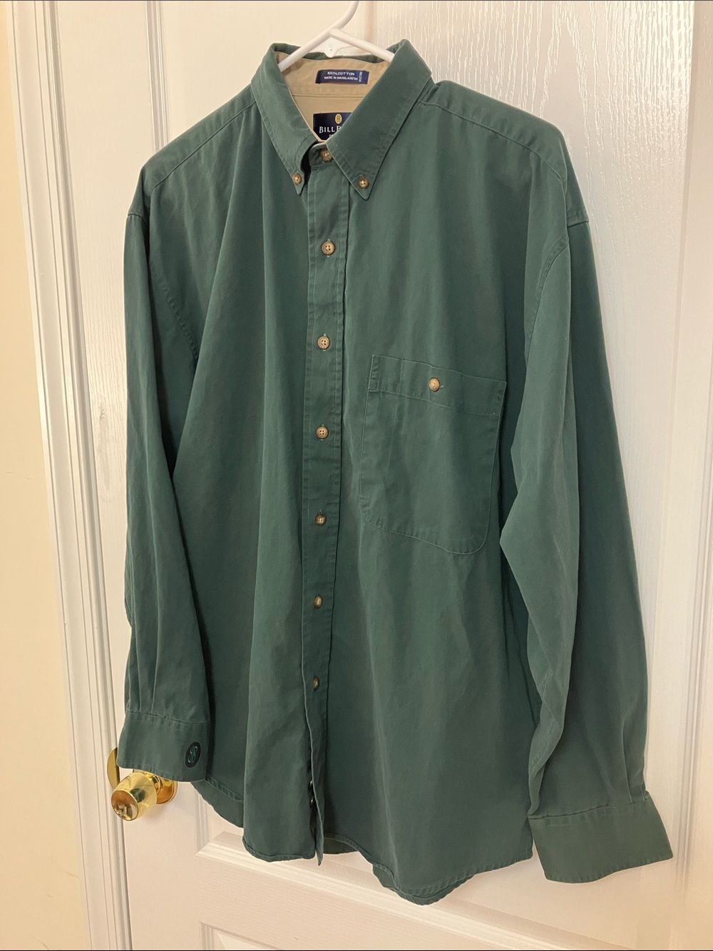 Bill Blass large soft, dark green shirt